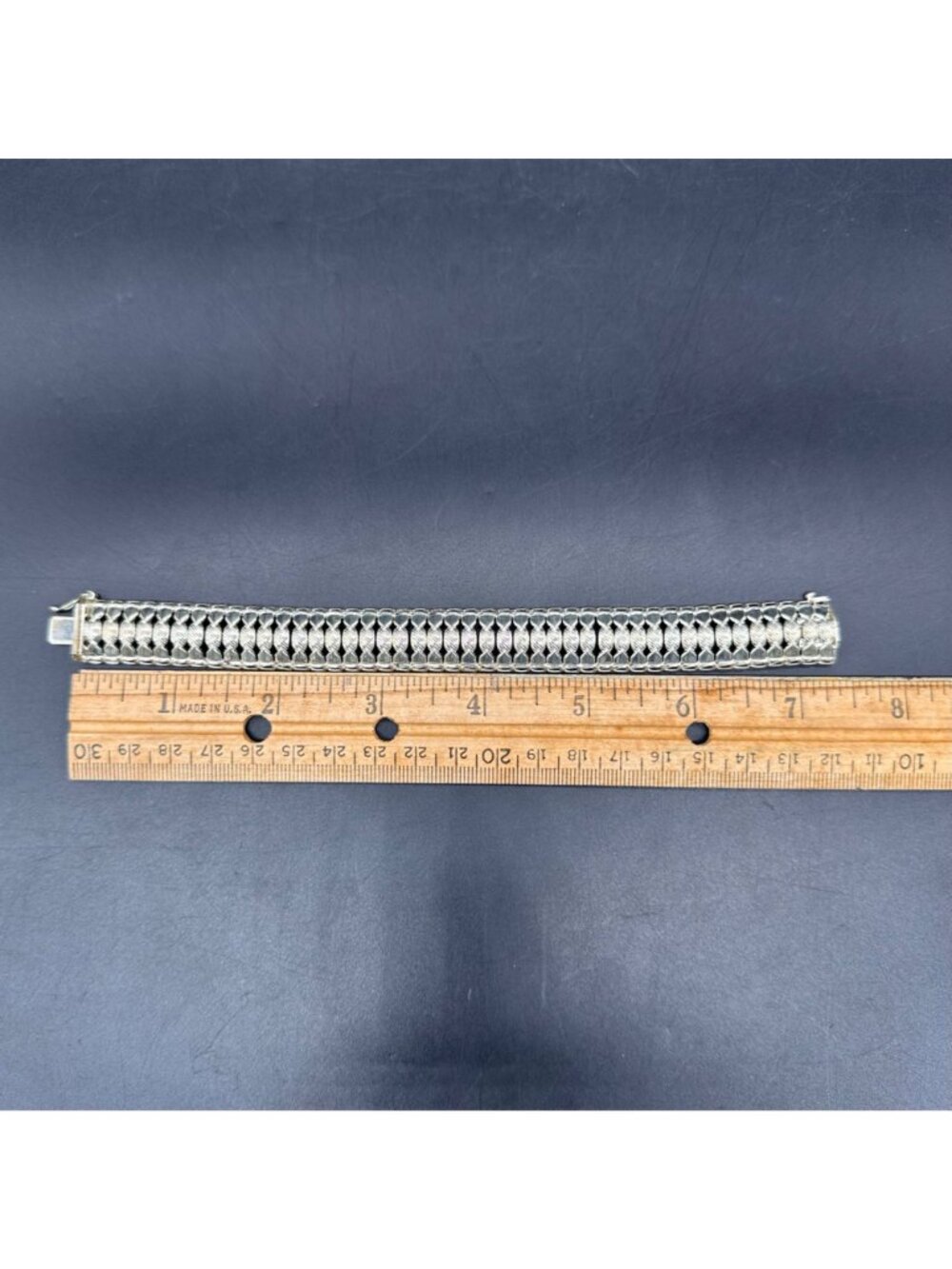Vintage Sterling Silver Bracelet Milor Italy 925 Intricate Link Chain Retro - Picture 8 of 10